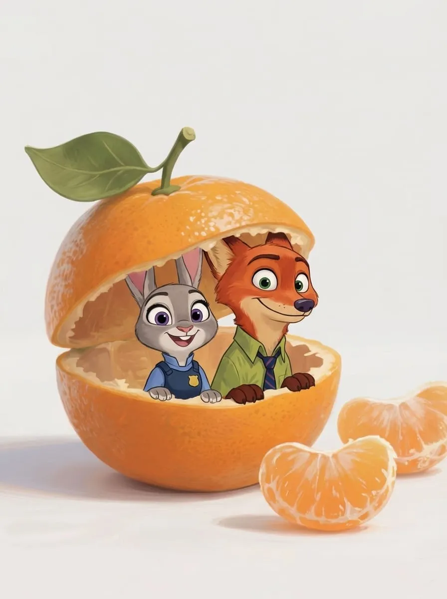 Jude and Nick Hiding in Oranges