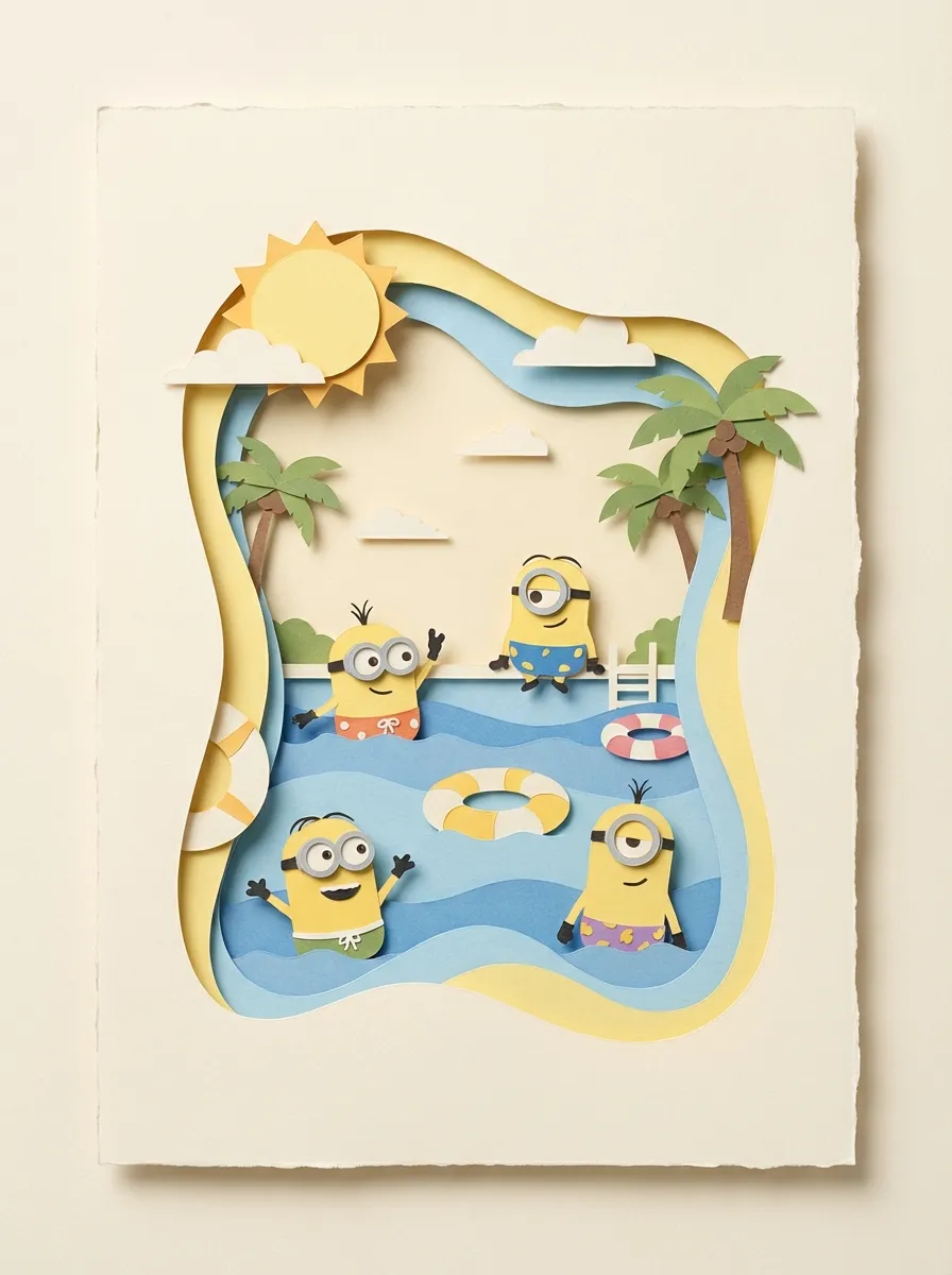 Layered Paper Cut Illustration