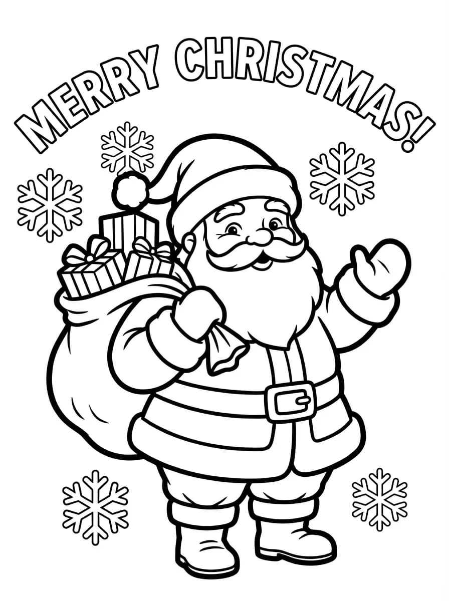 Santa Claus Delivers Gifts Coloring Page