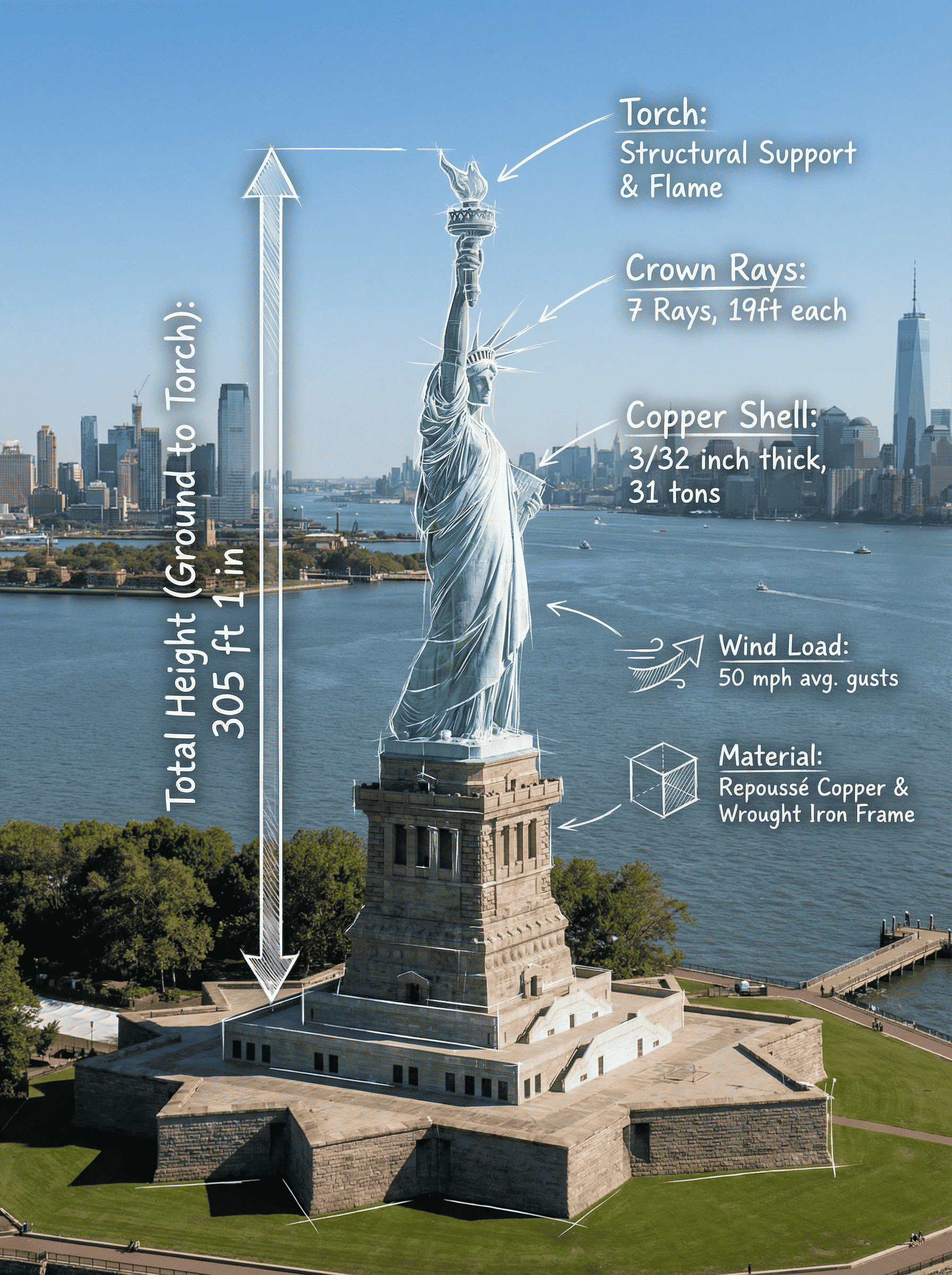 Statue of Liberty architectural blueprints