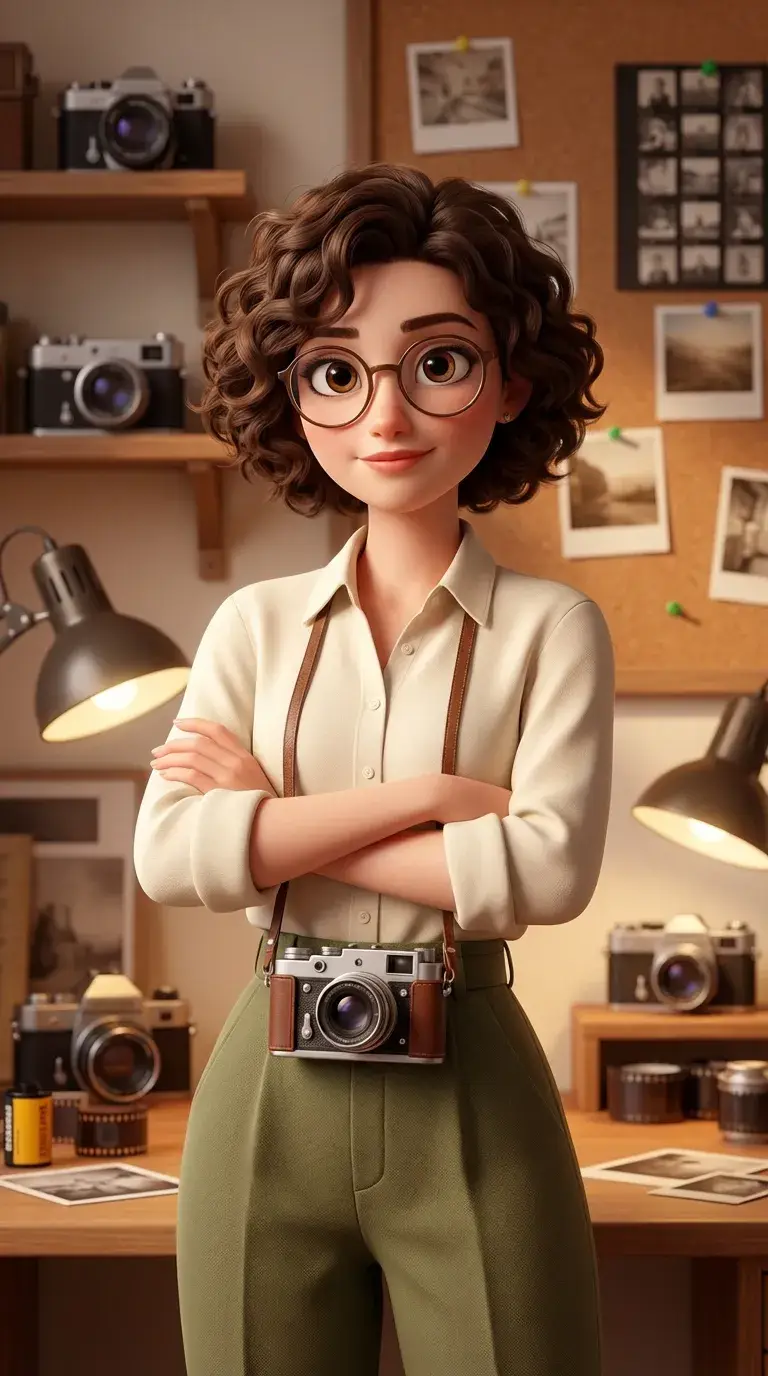 Stylized 3D Animated Female Photographer Character