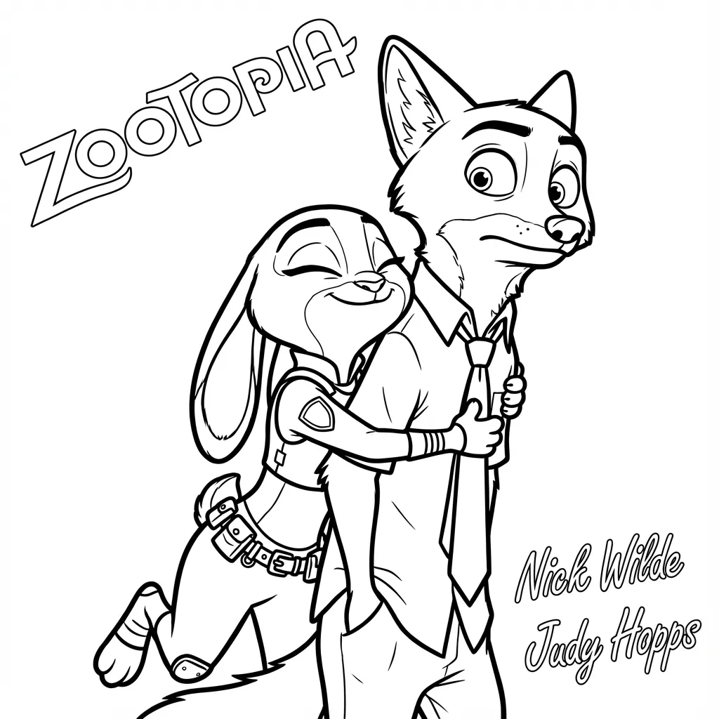 Zootopia Nick and Judy Coloring Pages