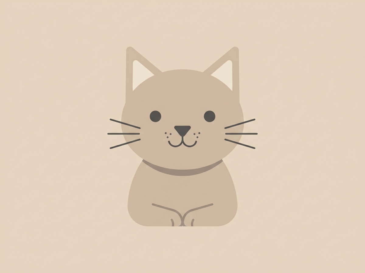 Ilustración de Gato Minimalista en Diseño Plano